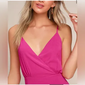 Lulus Evening of Splendor Hot Pink Surplice Maxi Dress Elegant, wedding, party ✨ thumbnail 3