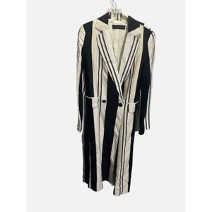 Zara Striped Blazer Dress Womens XS Black‎ White Long Double Breasted Maxi Coat thumbnail 2