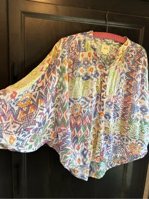 Maeve Anthropologie Boho Aztec Print Kimono Blouse Oversized Small thumbnail 5