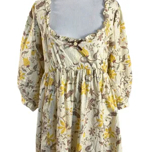 Free People Western Bohemian Dainty Lola Dress Banana Ivory Medium NWT thumbnail 4