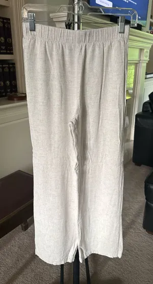 Shein cream elastic waist wide leg pants thumbnail 1