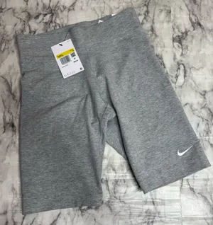 Nike Tight fit mid rise short length biker shorts small grey white NWT New thumbnail 1