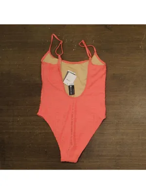 NWT Cotton On Thin-Strap Low-Scoop One Piece Swimsuit Pink Terry Jacquard M thumbnail 4