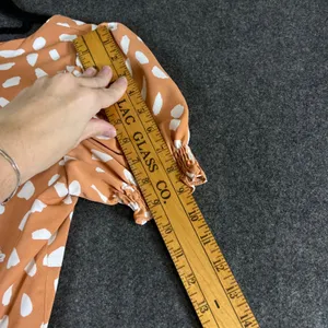 Lulus Terracotta Orange White Abstract Print Puff Sleeve Mini Dress Small thumbnail 8
