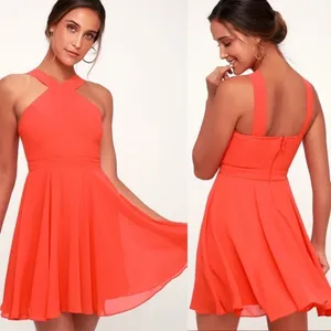 Lulus Forevermore Skater Dress in Coral Red Size‎ Small thumbnail 2