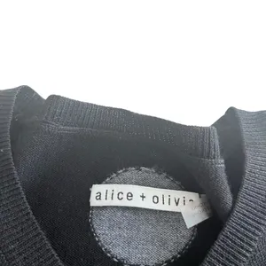 Alice + Olivia Black Gray Wool Polka Dot Rhinestone Embellished Crew Sweater XS thumbnail 3
