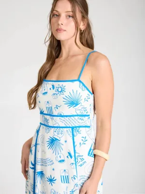 NWT Blu Pepper Blue & White Positano Coastal Print Maxi Dress – Small thumbnail 2