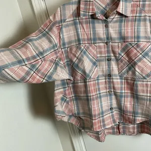 Oversized Plaid Flannel Shirt Button thumbnail 6