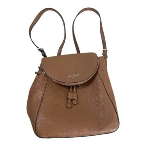 Kate Spade New York Leila Medium Flap Backpack Brown Pebbled Leather thumbnail 2
