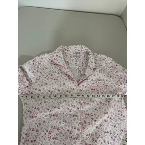 Petite Plume Pink White Floral Cottagecore Button-up Short sleeved Pajama Top M thumbnail 5