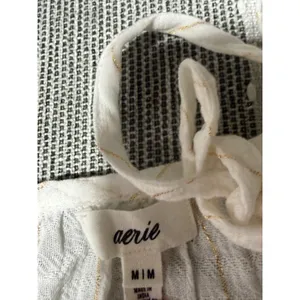 Aerie Womens White Gold Metallic Stripe Tiered Babydoll Cami Tank‎ Top Medium thumbnail 5