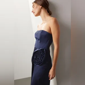 Ronny Kobo Pradova Navy Blue Strapless Rosette Formal Dress‎ thumbnail 3