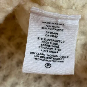 Theory Wool Oversized Turtleneck Tunic Sweater Womens Small Ivory Chunky Knit thumbnail 9
