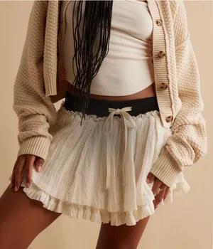 Free people white walk my way mini skirt nwot Xs thumbnail 1