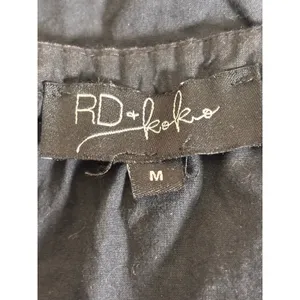 RD + Koko Embroidered Peasant Blouse Black Cotton Boho Folk Art Top Festival thumbnail 7
