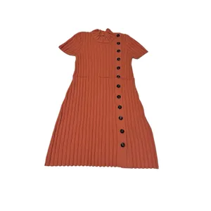 FREE PEOPLE Lottie Coral‎ Ribbed Small Button Front Mock Neck Sweater Dress M7-3 thumbnail 3