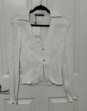 ZARA Textured White Top thumbnail 1