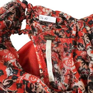 Free People Orange/Multicolor Mesh Floral Blouse Women's Top Size Medium | 26-40 thumbnail 4