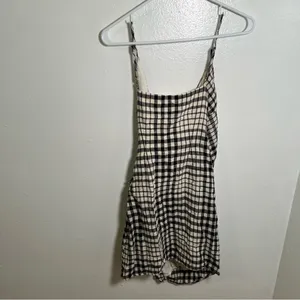 Free People Womens Size 0 Nodia Gingham Check Wrap Mini Dress Black White Cotton thumbnail 7