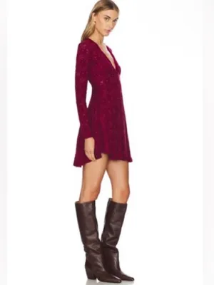 NWT Free People All Yours Mini Dress In Red Plum Size Large thumbnail 2