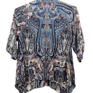 Womens Paisley Tunic Top Blue‎ Medium Blue thumbnail 2