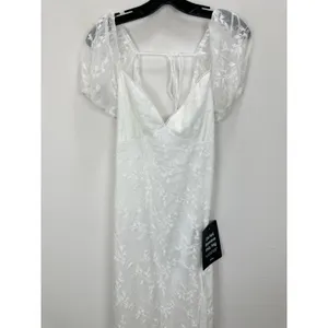 Lulus Blossoming with Charm White Embroidered Tie-Back Midi Dress XL NWT thumbnail 5