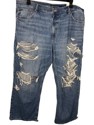 American Eagle Ex-Boyfriend Jeans Distressed 20 35W Low Rise Stretch Waistband thumbnail 1