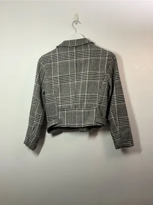 Stoosh Black & White Plaid Moto Blazer Size Small thumbnail 3