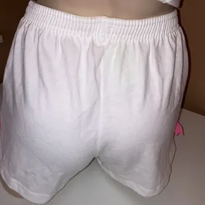 Bride Size Medium White with Pink Ribbon on Side Elastic Waist Shorts.nNew thumbnail 4