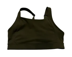 Old Navy Women's Sports Bra Dark Hunter Green Square High Neck Stretch thumbnail 1