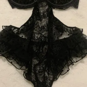 For Love & Lemons Delicate Lace Teddy Noir thumbnail 7