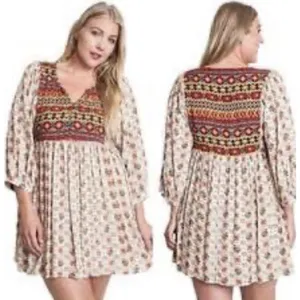 Umgee Women's Dress medium Bohemian flowy Floral Babydoll Tunic western y2k thumbnail 4