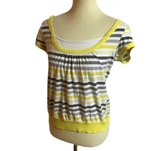 VTG Y2K fun bright striped top Yellow thumbnail 2
