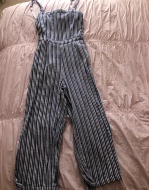 Hollister Light Blue & White striped Jumpsuit thumbnail 3