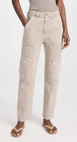 AGOLDE Cooper Cargo Pants 25 Ecru Organic Cotton High Rise Utility Denim thumbnail 1