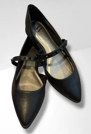 Worthington Cora Black Studded Mary Jane Pointed Toe Flats Size 7.5M thumbnail 1