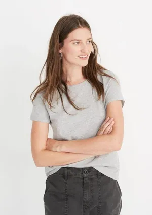 Madewell Northside Vintage Tee in Light Heather Grey Small New Womens Tshirt Top thumbnail 9