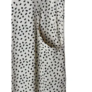 MNG Mango Jumpsuit Women Medium Cream Black Dot NWOT Wide Leg Pocket Preppy thumbnail 6