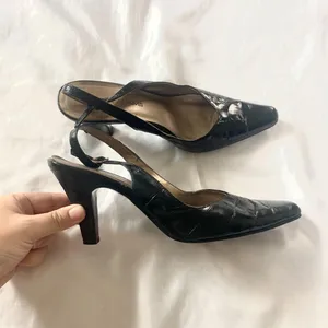 Stacy Adams Vintage 90s Black Leather Slingback Kitten Heels US 8 thumbnail 3