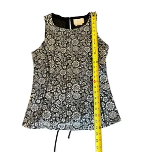 Anthropologie Corseted Jacquard Top Womens Size Medium White Black thumbnail 9