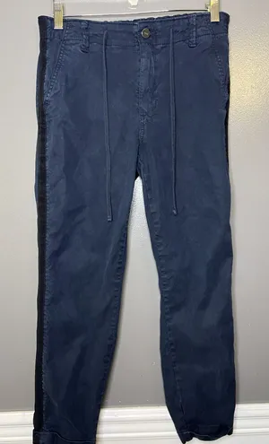 Paige Christy Pants Womens 27 Blue Jogger Elastic Drawstring Waist Stripe thumbnail 1
