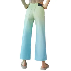 BDG Urban Outfitters High & Wide Ombre Jeans Green Blue Gradient Wide Leg Sz‎ 25 thumbnail 2
