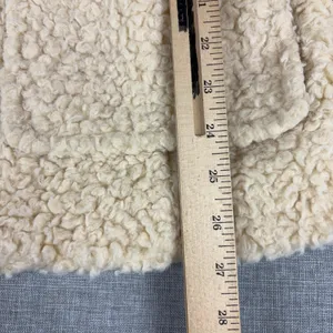 Free People Jacket Womens Large White Sherpa Button Front Collared Lined Cozy thumbnail 7