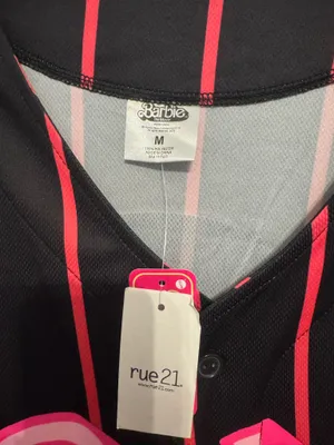Rue 21 Pinstriped Barbie Graphic Baseball Jersey Size Medium thumbnail 7