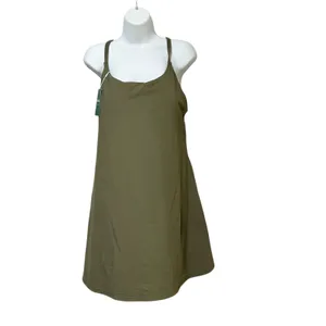 Halara Everyday Activity Dress Olive Green Built-in Shorts Cross Back Size L thumbnail 3