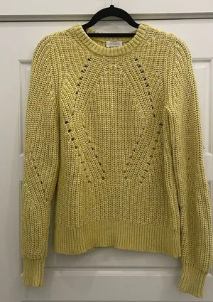 Lucky Brand Light Yellow Cable Knit Sweater size Medium‎ thumbnail 1