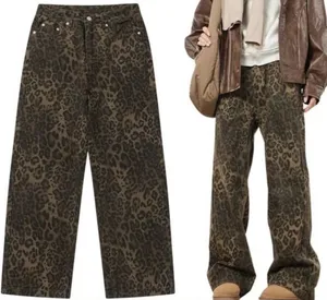 Aelfric Eden Leopard Print High Rise Wide Leg Jeans Size 28 thumbnail 1