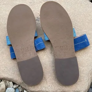 Frye and Co Womens Evie Slip On Sandals Flat Slide 3 Straps Casual Blue Size 6 M thumbnail 6