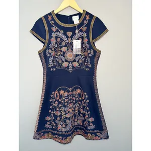Foxiedox Hadiya Multi Dress Womens Large Navy Blue Embroidered Mini FA500DR thumbnail 2