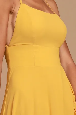 Lulus Dreamy Romance Mustard Yellow Backless Maxi Dress thumbnail 5